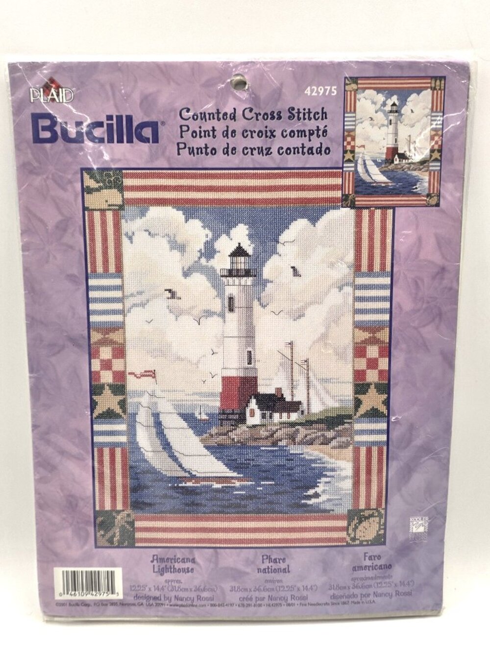 Vintage Americana Lighthouse 42975 Plaid Bucilla Counted Cross Stitch Kit Sealed